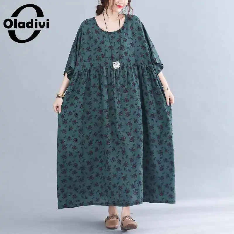 

Oladivi модные длинные платья большого размера с принтом для женщин Лето 2021 платье большого размера Женская Туника 3XL 4XL 5XL 6XL 8XL
