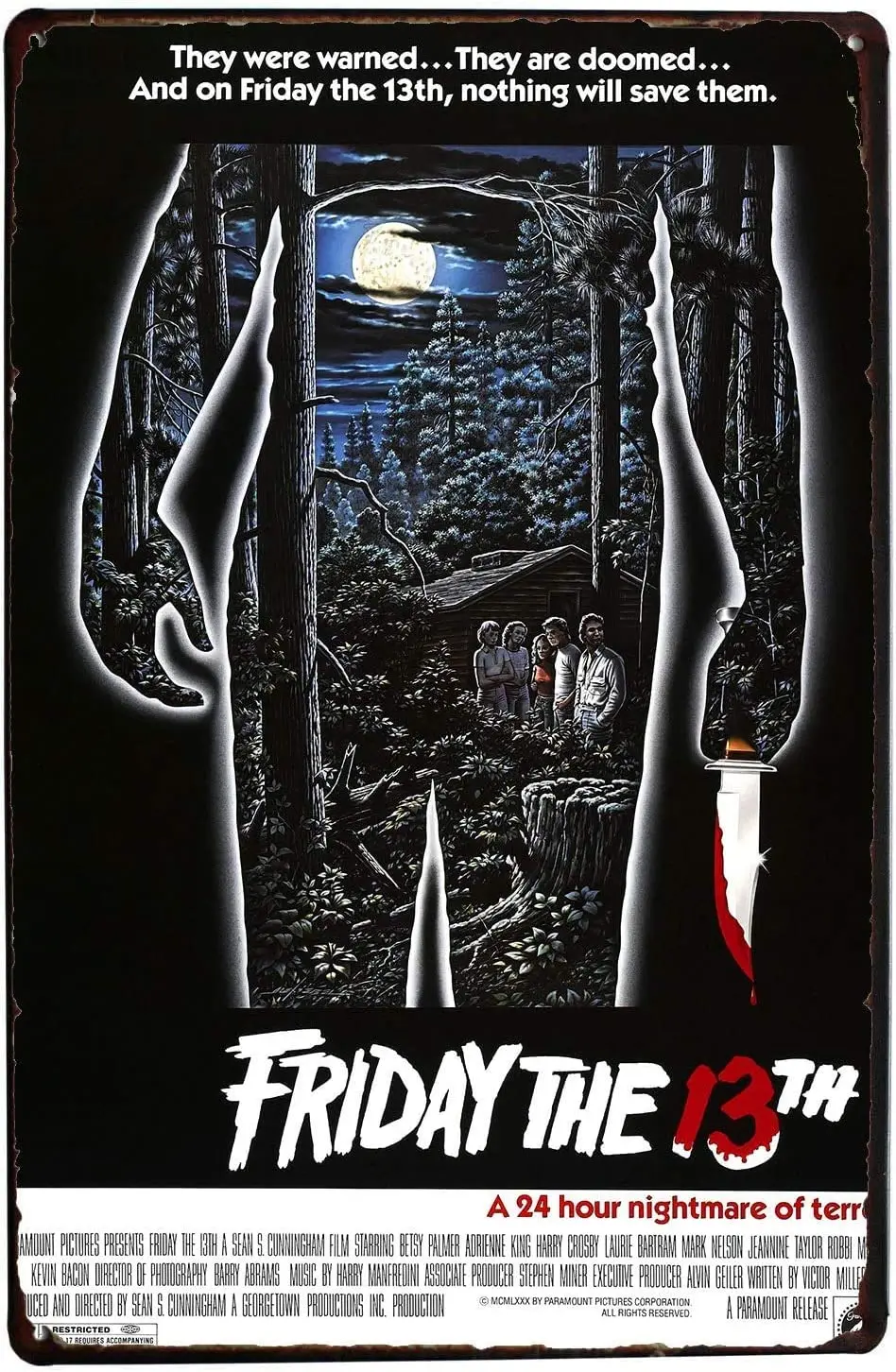 

New Friday The 13th Moive Film Poster Tin Sign Retro Metal Sign Iron Indoor&Outdoor Home Bar Coffee Kitchen Wall Decor 8 X 12 In