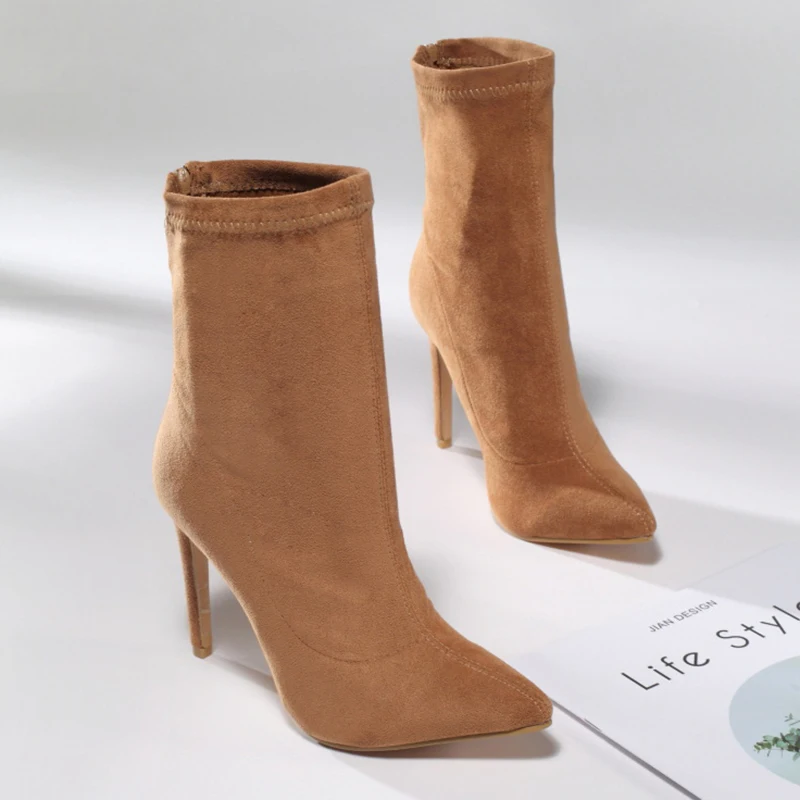 

2022 new ankle boots women boots thick and thin knight boots suede high-heeled women shoes platform boots