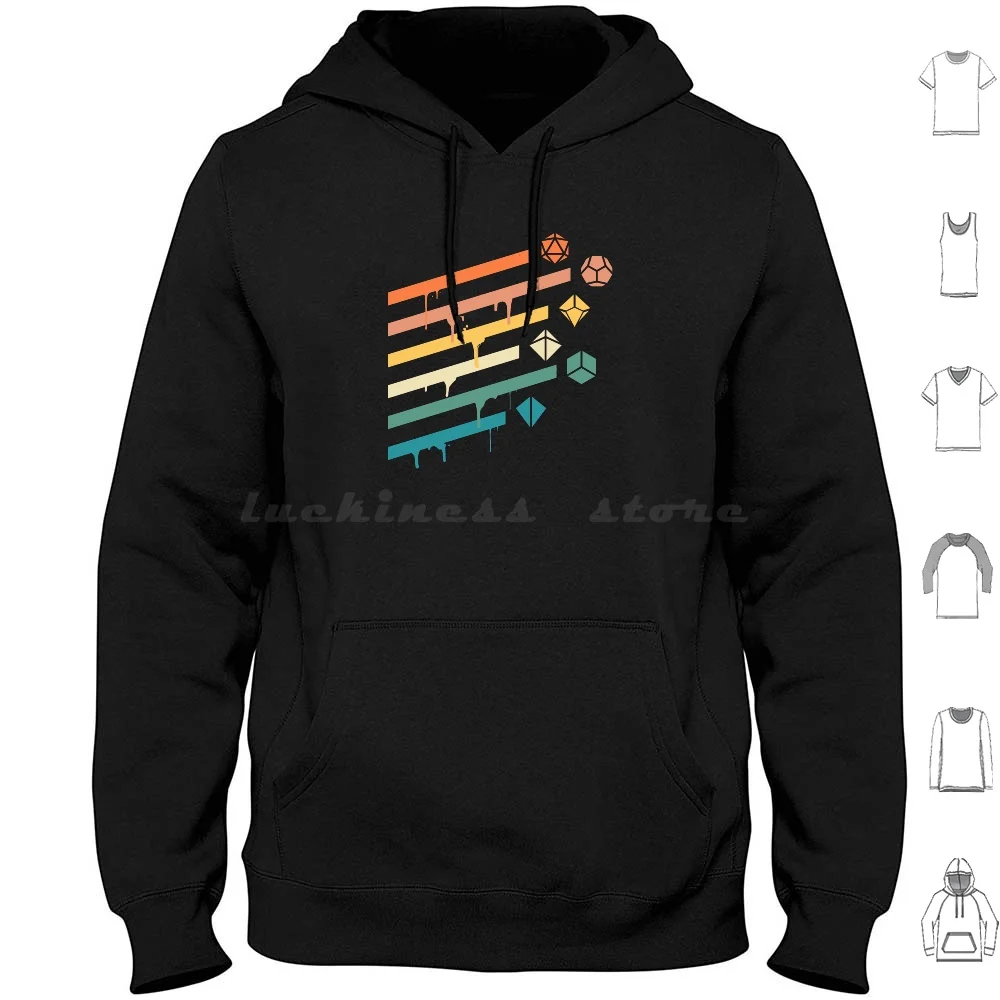 

Retro Polyhedral Dice Set Ray Tabletop Rpg Addict Hoodies Long Sleeve And Dnd D And D D D Pathfinder Vox Master