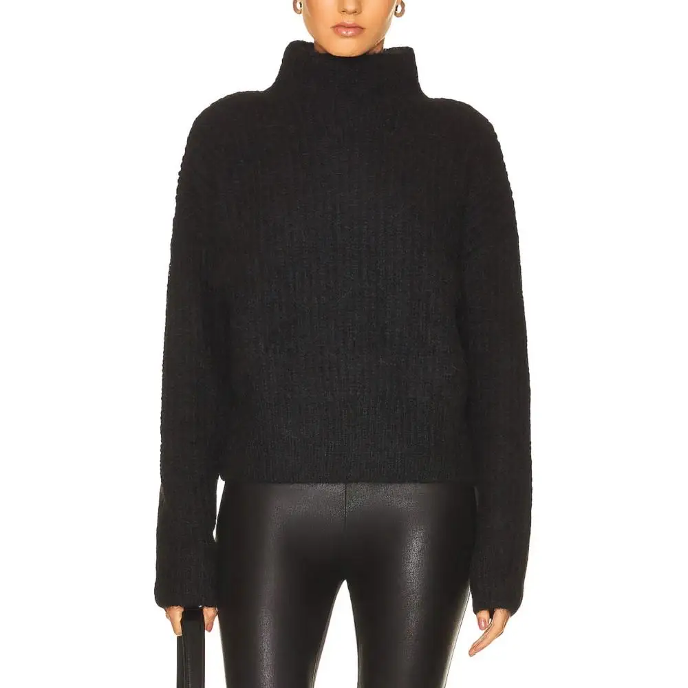 

Women Winter Round Lapels Knit Long Sleeve Pullover Pure Color Loose Sweater Wool Cashmere Thermal Elegant women's Clothing