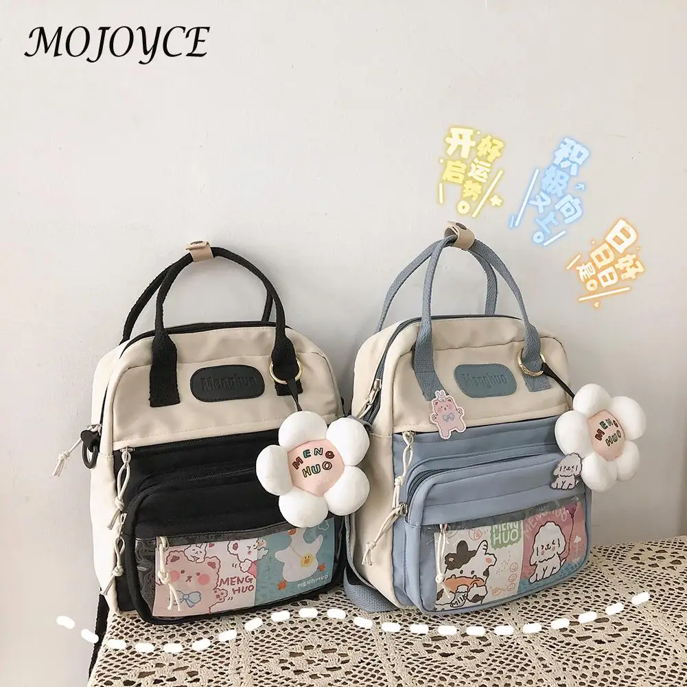 

Women Nylon PVC Backpack Lady Casual Zipper Contrast Color Shoulder Bag Toevallige Harajuku Large Capacity backpack female New