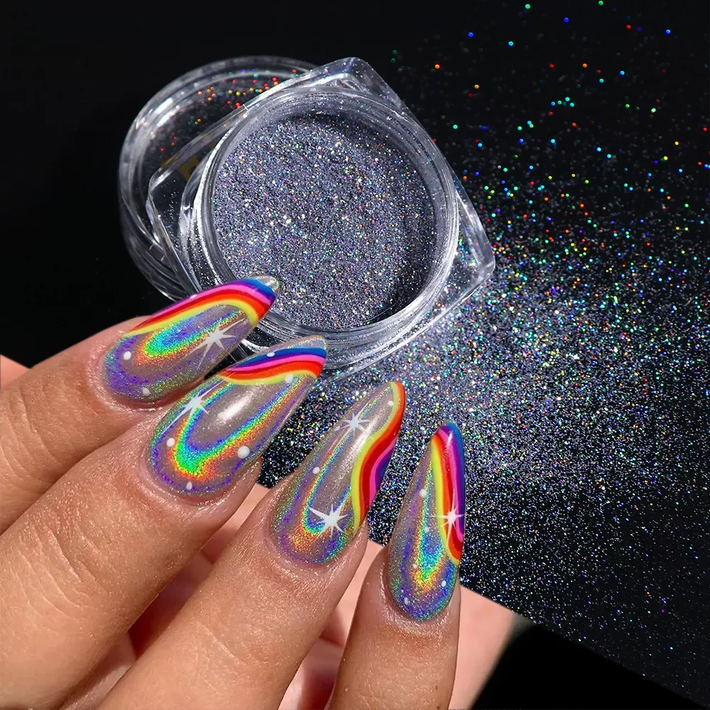 

Holographic Powder Nail Art Laser Silver Rubbing Dust Gold Pink Pigment For Nails DIP Chrome Powder Flakes Manicure Decor FB1028