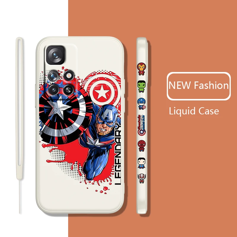 

Captain America Marvel For Redmi K50 K40 K30 K20 10C X 9C AT A 8A 7A Gaming Pro Plus Liquid Left Rope Silicone Phone Case
