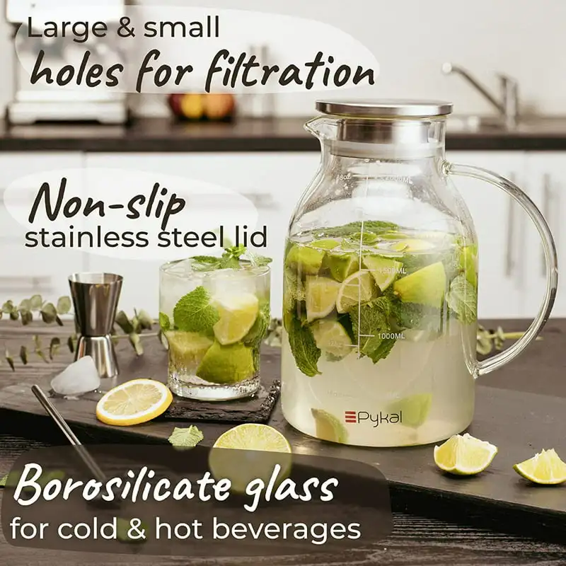 

Water Pitcher with Lid Hot and Cold Drink Dispenser, 68 Oz