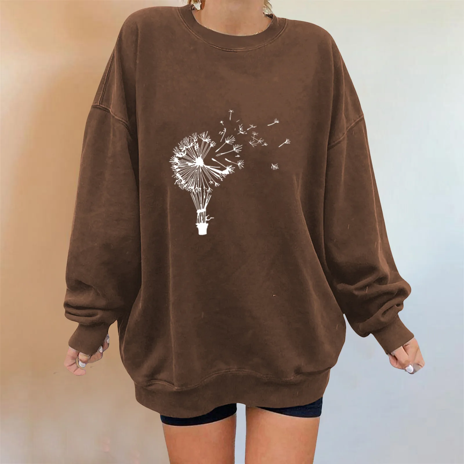 

Womens Sweatshirt Loose Round Neck Casual Long Sleeve Pullover Womens Half Zip White Sweatshirt Women Athletic Sweater