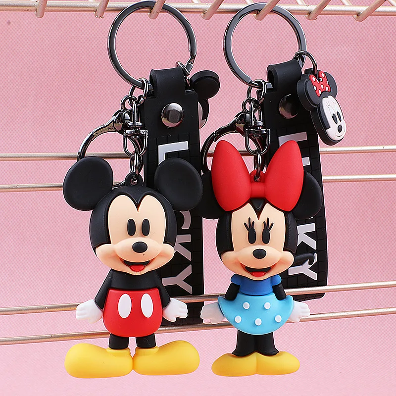 

New Disney Minnie Keychain Anime Figure Toys Mickey Mouse Clubhouse Key Chain Couple Bag Pendent Gift Key Ring Accessories Gift
