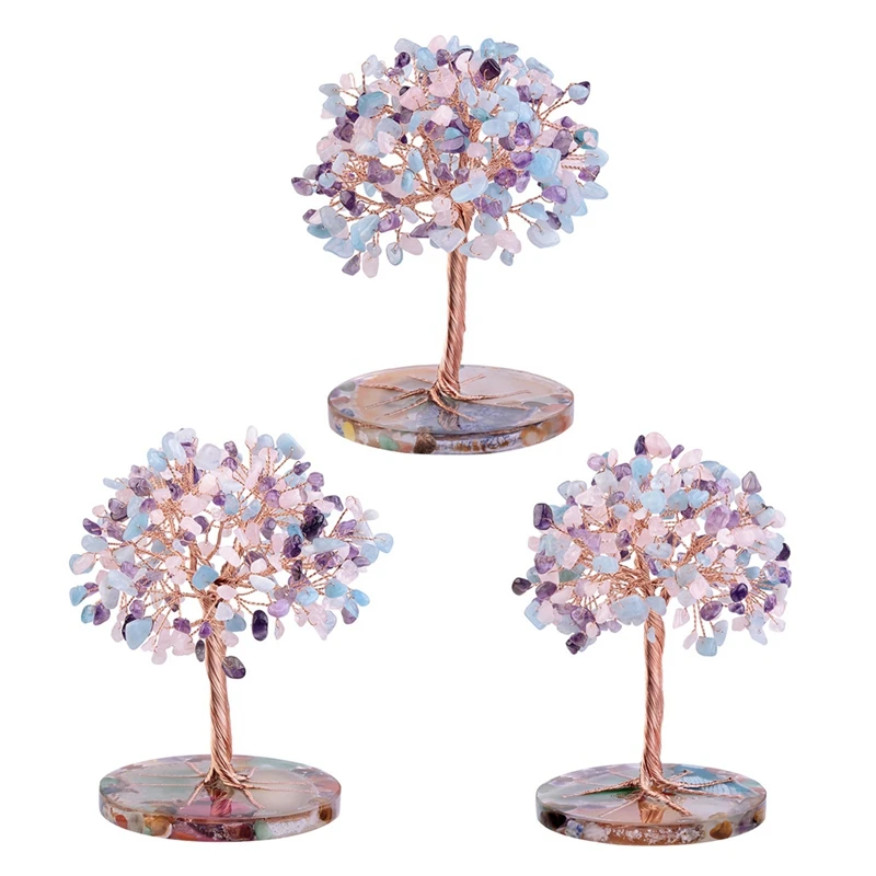 7 чакр Исцеляющие кристаллы дерево лист проволока обернутый на натуральный агат