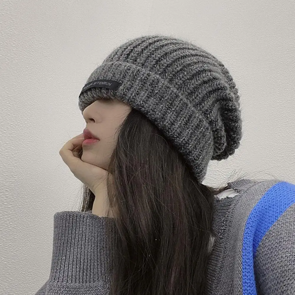 

Зимняя Шапка-бини для женщин, вязаная шапка, утолщенная Теплая Вязаная Шапка-бини в японском стиле с окантовкой, аксессуары для костюма