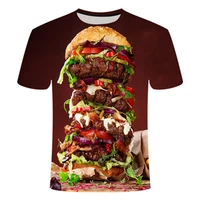 summer 2022 mens womens t shirts harajuku food burgers beef 3d print casual fun tops unisex burger oversized t shirts