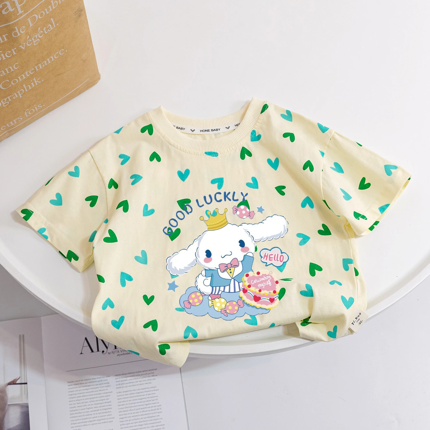 Miniso Sanrio Cinnamoroll Детская футболка с героями мультфильмов My Melody pompurin милые свободные