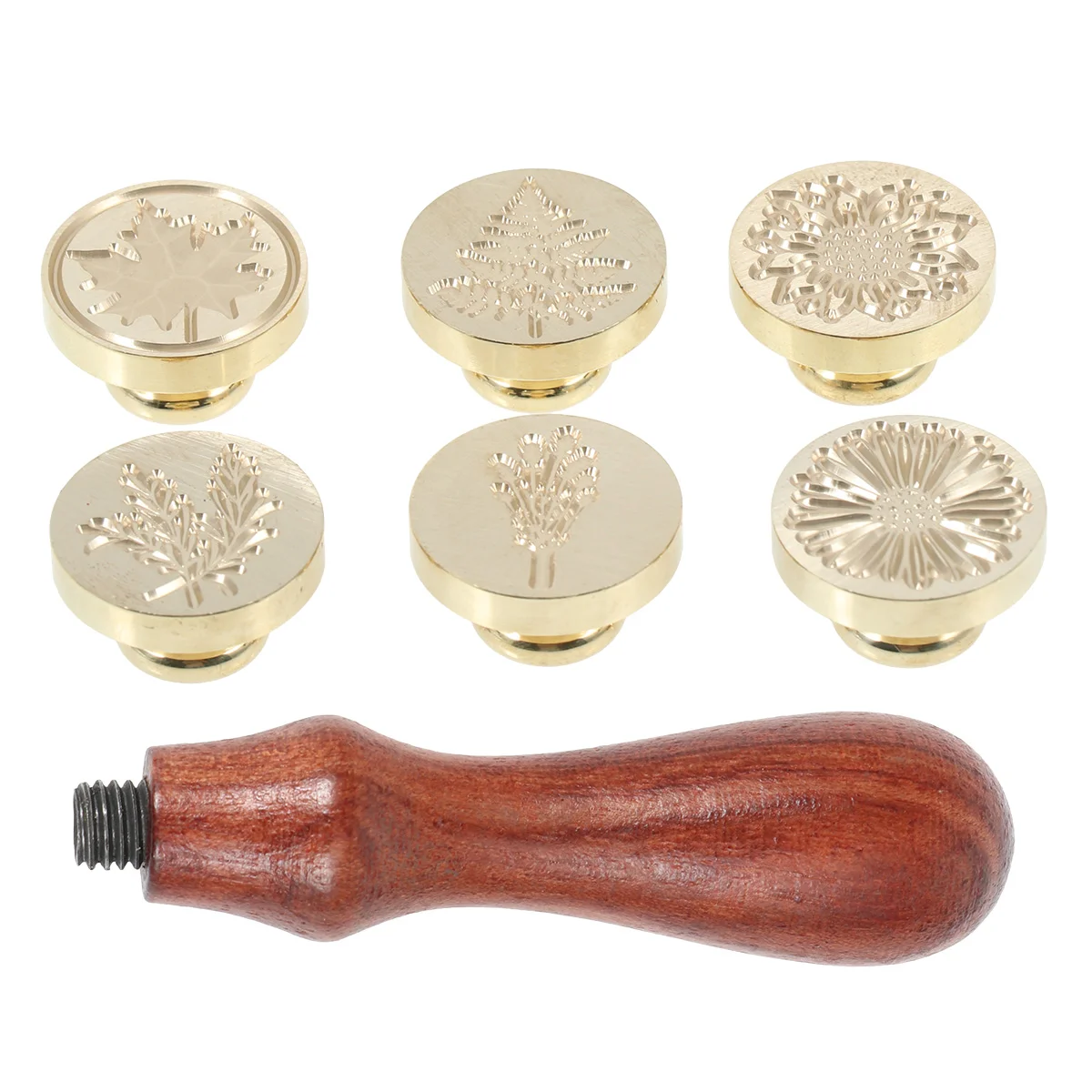 

7 Pcs Botanical Decor 3D Fire Seal Wax Set Sealing Wax Bamboo Romantic Stamp Maker