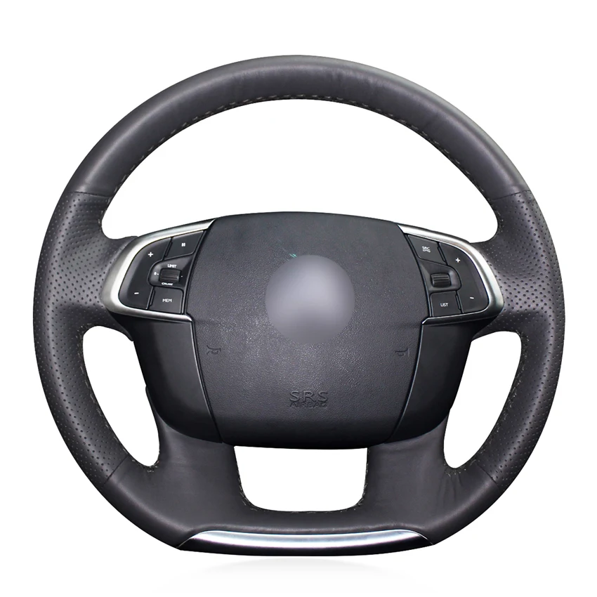 

Hand-stitched Non-slip Durable Black Leather Car Steering Wheel Cover For Citroen C4 C4L 2011-2015 DS4