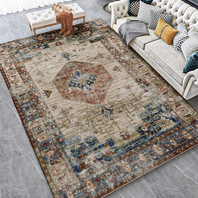 

American Retro Ethnic Persian Style Bedroom Decoration Carpet Living Room Sofa Coffee Table Mat Cloakroom Lounge Rug Washable