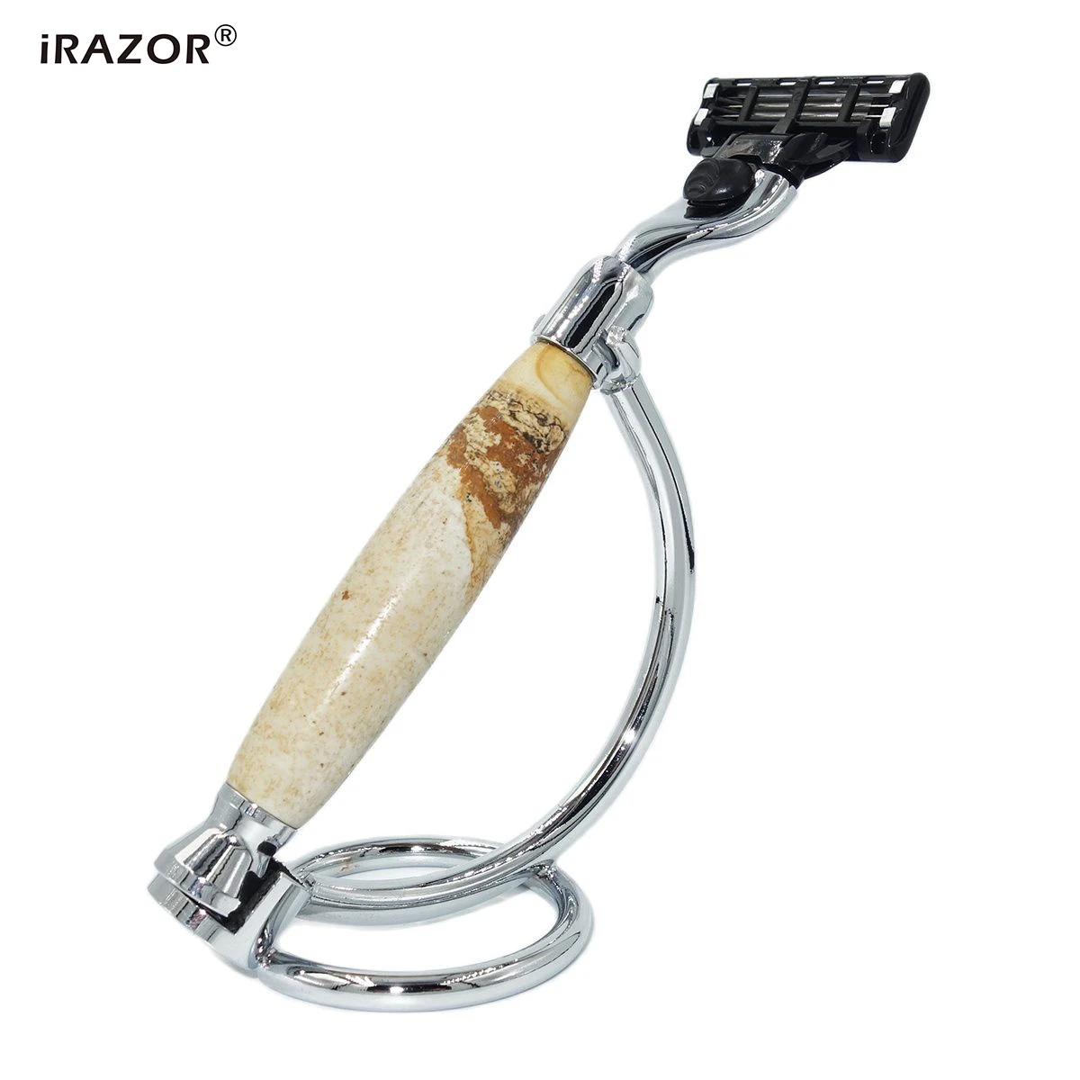 Stand Holder Pure Stone Handle Manual Mach 3 Razor Kit For Gentlemen Professional Grooming Tool