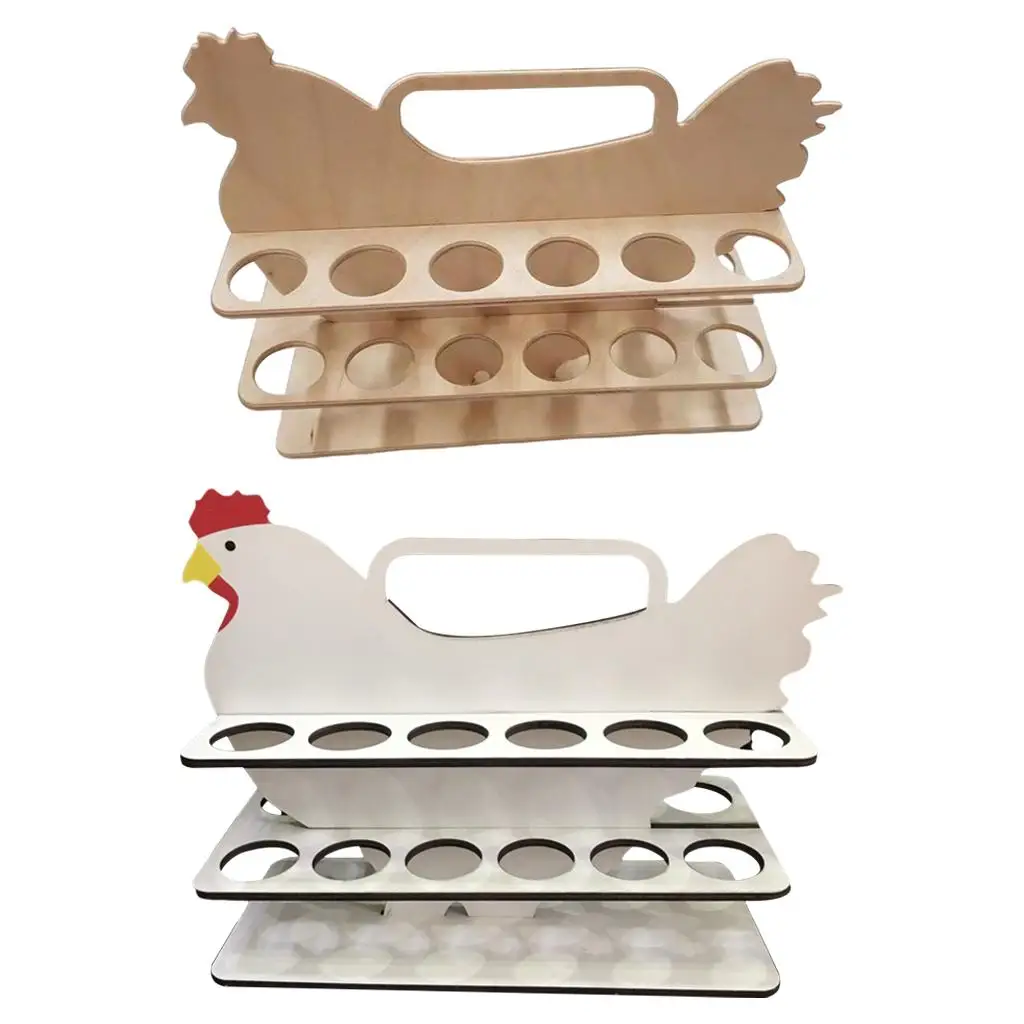 

Wooden Egg Storage Rack Hen-Shape Decorative Egg Dispenser Rack for Kitchen