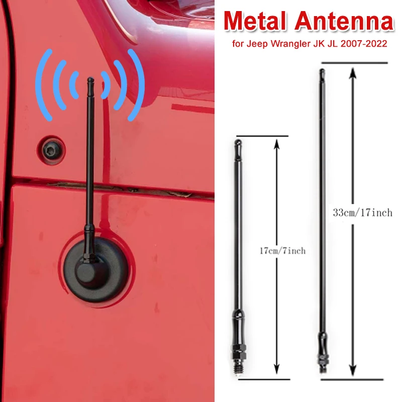

Металлическая антенна для Jeep Wrangler JK JL 2007-2022, 17 см/33 см