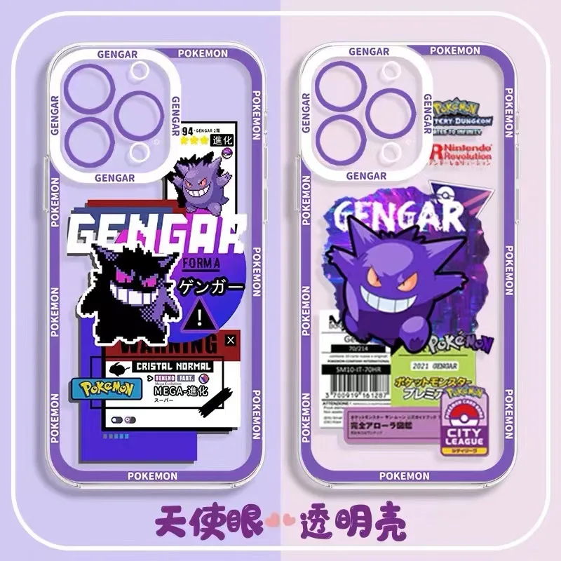 

Pokemon Phone Holder Case for IPhone Complete Series Cute Mewtwo Gengar Charizard Bracket Cases Fashion Soft Silicone Cover