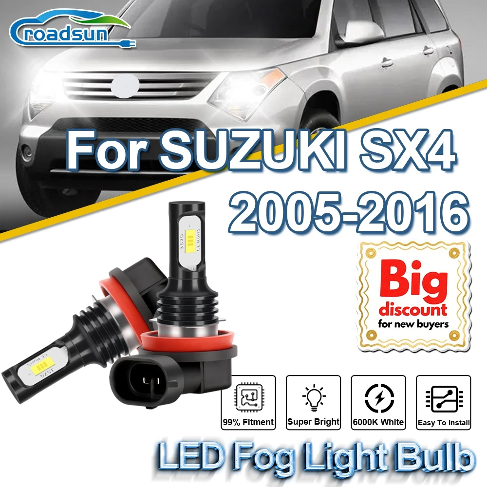 Фото ROADSUN Canbus светодиодные противотуманные фары, ампулы противотуманных фар для SUZUKI SX4 2005 2006 2007 2008 2009 2010 2011 2012 2013 2014 2015 2016 №1