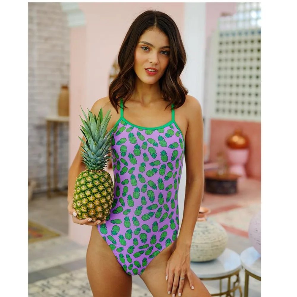 lemango Women's Swimming Suit Bikini Sexy One-piece V-shoulder Suit Swimming Pool Functional Training Comfortable Swimming Suit