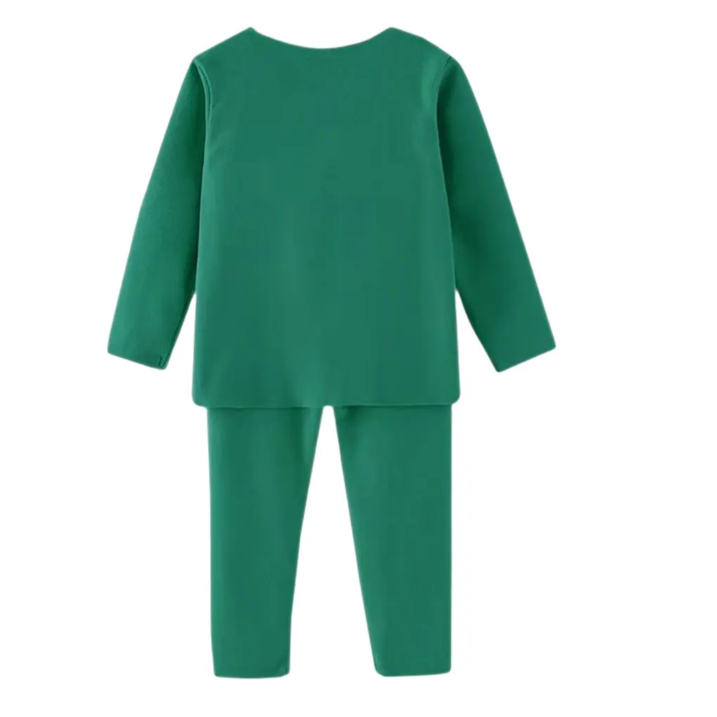 

Детское утепленное термобелье, одежда, холодная зимняя теплая рубашка, брюки, пижама, сохраняющая тепло, для спальни, зеленая