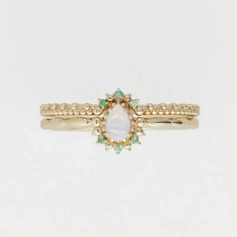 

Japanese Light Luxury Niche Retro Style Natural Opal S925 Silver Plated 14k Gold Set Ring