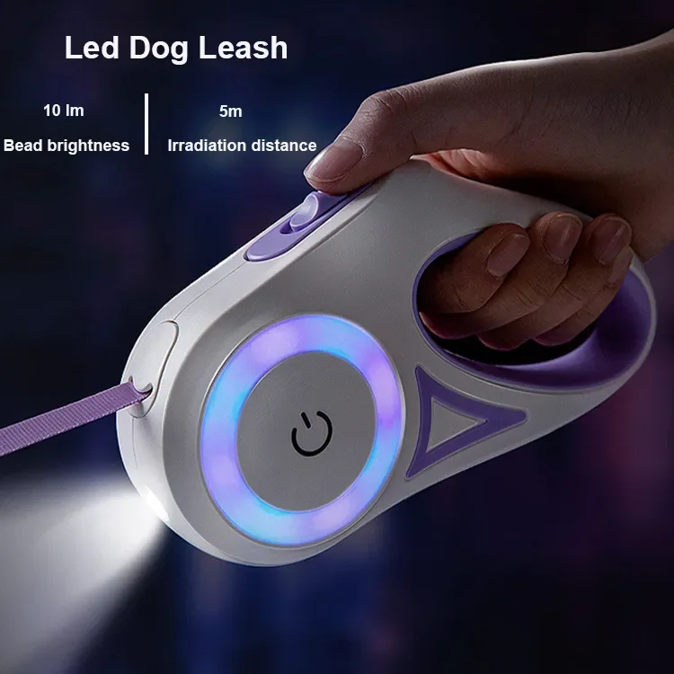 

Leash Pet Products Leash Leash Type Luminous Flashlight Retractable Automatic Nylon Pet New Pet With Adjustable