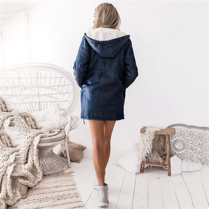 New Women Winter Fall Warmth Hooded Coats Casual Long Sleeve Jacket Autumn Ladies Fashion Preppy Solid Long Outwear Streetwear