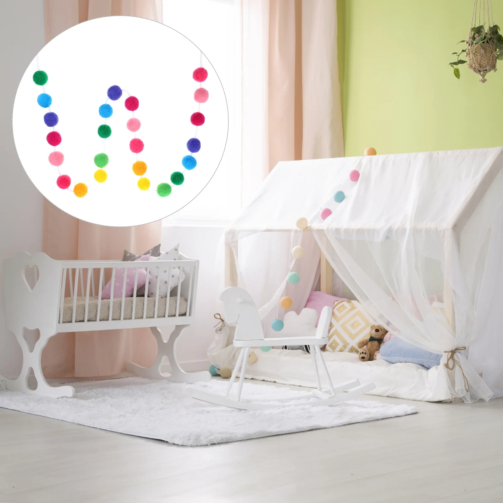 

Pom Wool Banner Home Felt Garland Decoration Kids Hanging Bunting String Party Bedroom Decor Room Streamer Wall Ornaments