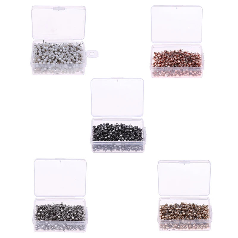 

400Pcs/Box Colorful Round Head Needles Stitch Straight Push Sewing Pins For Dressmaking DIY Map Thumb Tacks Pin Stationery