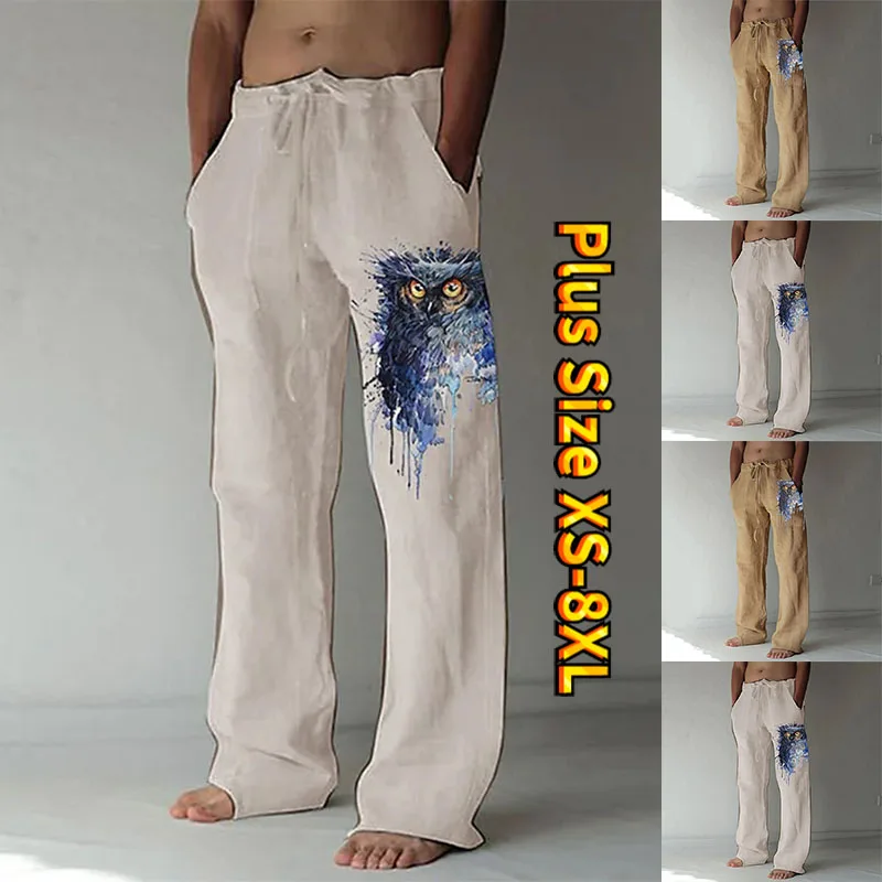 

Cartoon Printed Pattern Men Straight Loose Dance Trousers Outside Ride Daily Style XS-8XL