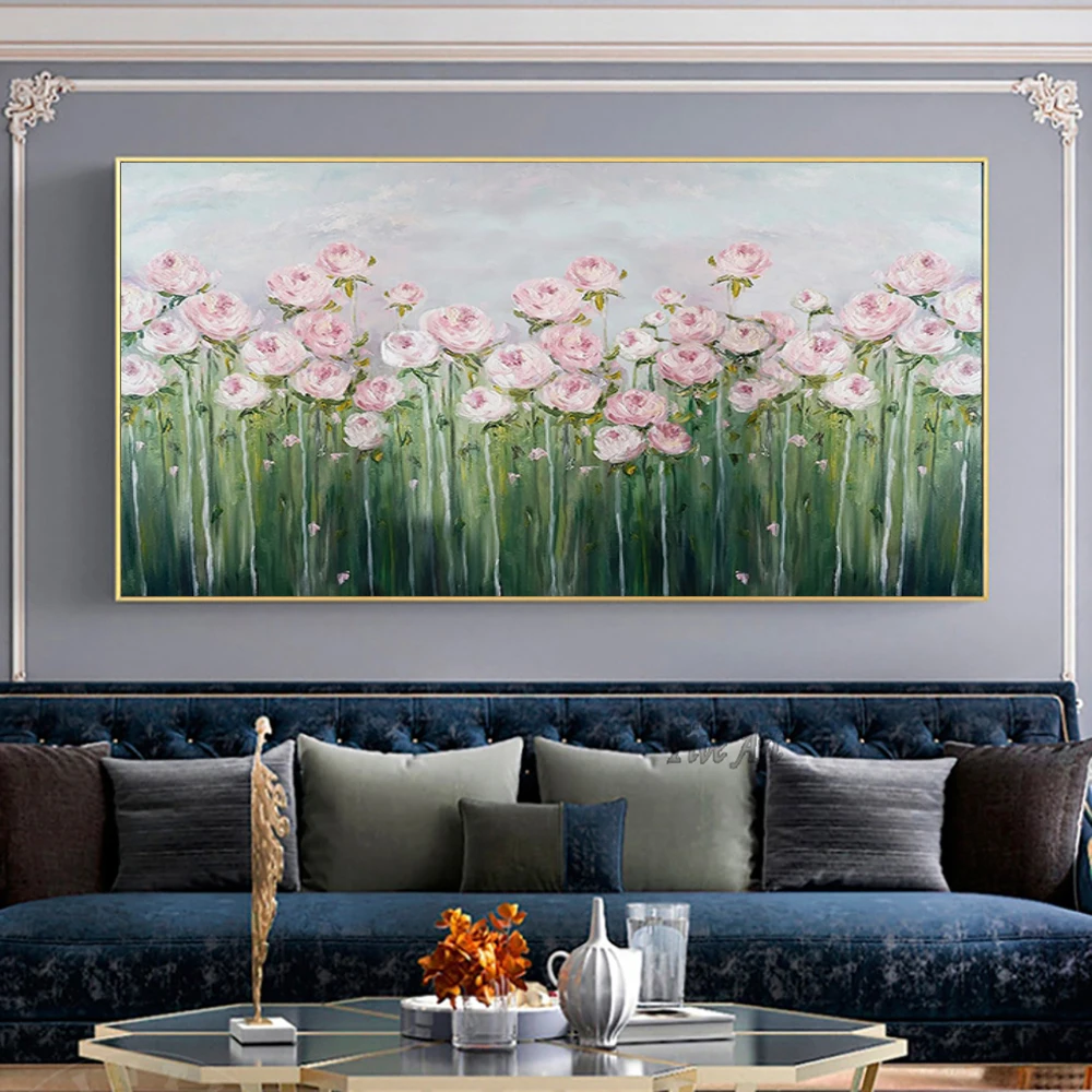 

Flower Painting Wall Decoration Art Picture 100% Hand-painted Canvas Painting Abstract Floral Artwork For Living Room Bedroom