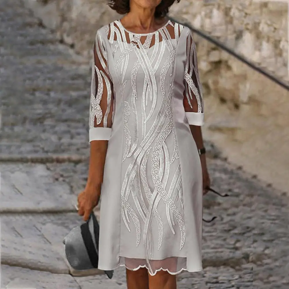 

Loose Beach Dress for Women 2022 Summer Knee-Length Dress Sexy Mesh Half Sleeve Midi Dress Women Beach Robe vestidos de fiesta