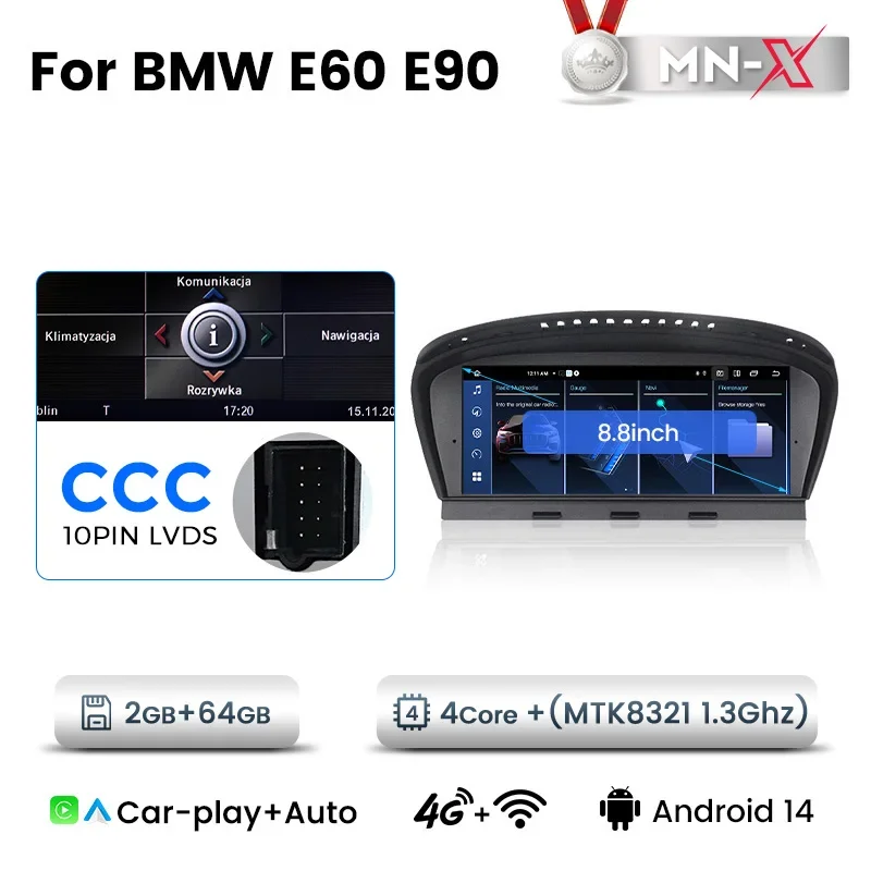 

автомагнитола For БМВ 5 серии e60 For BMW 5 Series bmw e60 E61 E63 E64 bmw e90 E91 E92 E93 Штатная магнитола GPS-навигация android мультимедиа автомобиля головное устройство Встроенный беспроводной android auto