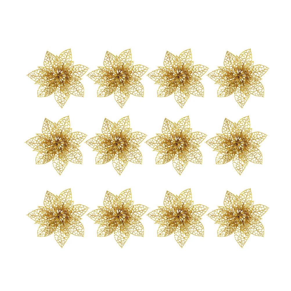 

Christmas Flowers Flower Poinsettia Artificial Glitter Treehollow Out Adornmentornament Decoration Decorations Ornamnet