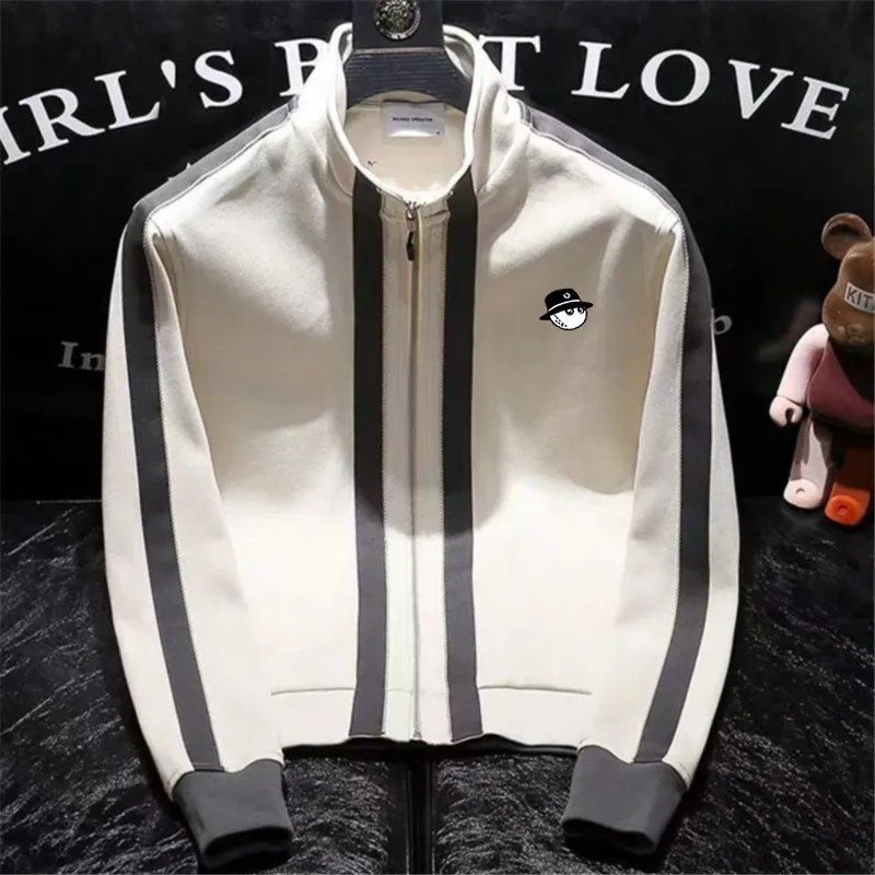 

Men's golf windbreaker, men's golf jacket, high collar and zipper sports coat, horse golf clothing, autumn/spring