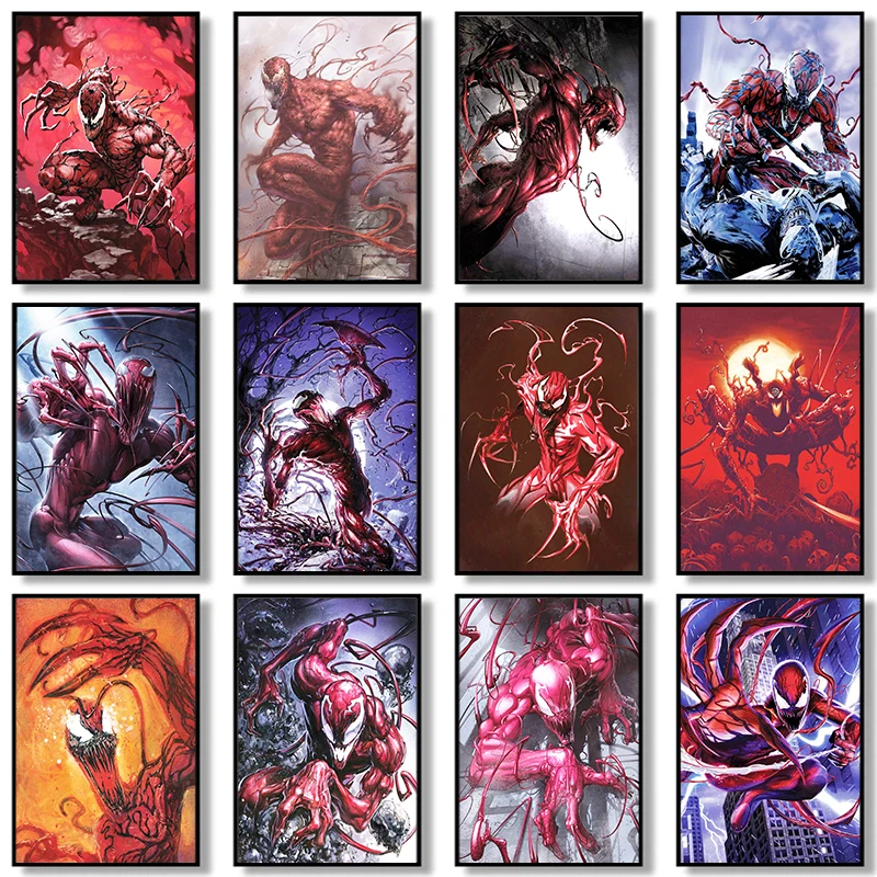 

Disney Marvel Movie Venom Canvas Paintings Red Symbiote Carnage Characters Poster and Print Wall Art Picture for Home Decoration