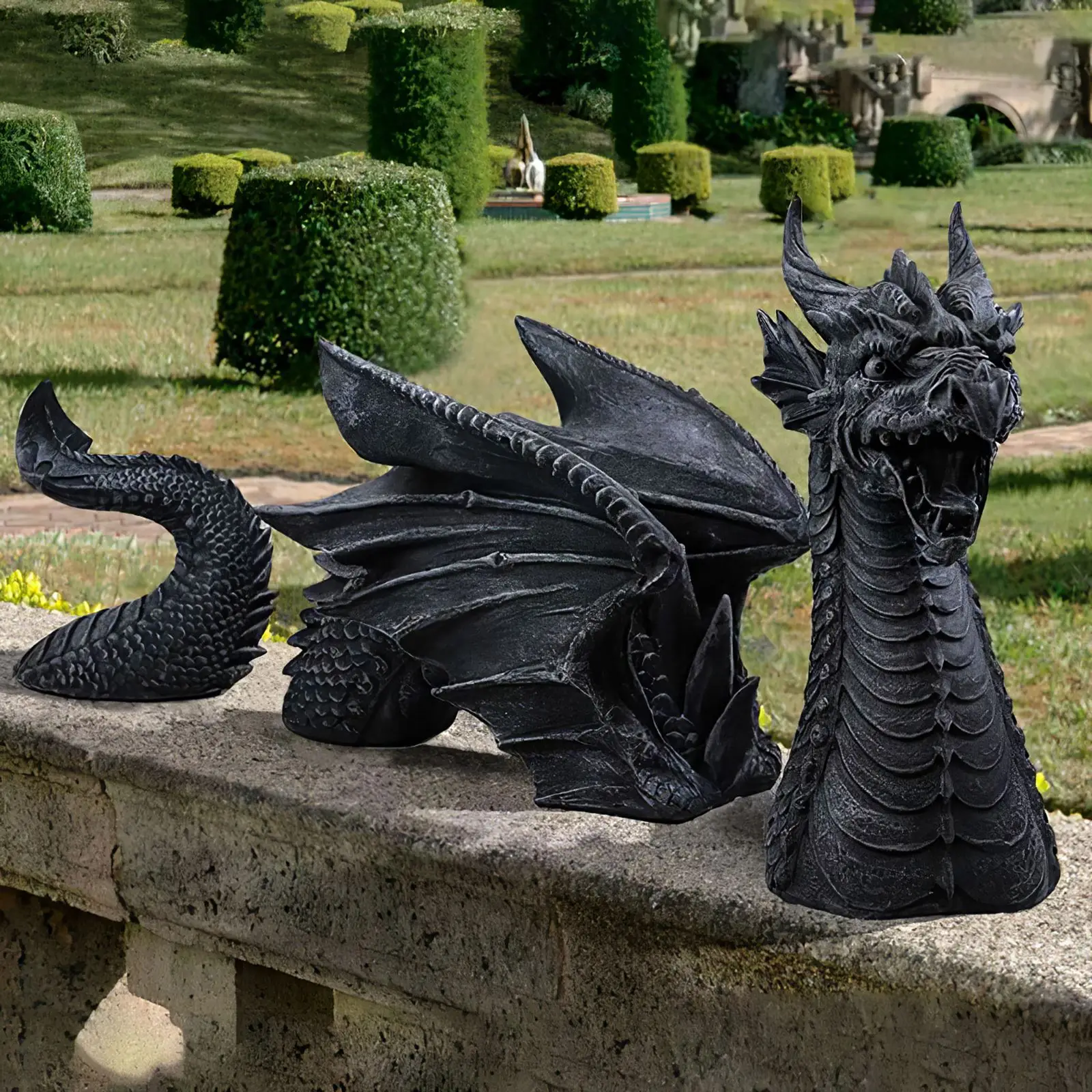 

1Pcs Garden Statue Flying Dragon Shape Statue Resin Ornament Lawn Sculptures Yard Decoration Outdoor Figurine Gaden Home Decor