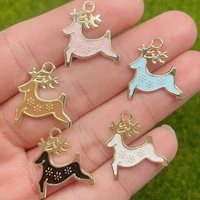 20pcs cute enamel christmas elk earring necklace pendant colorful deer diy jewelry material accessories wholesale free shipping