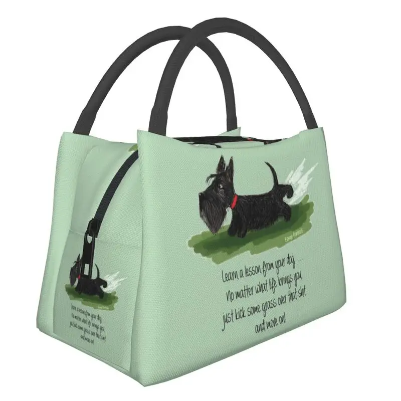Kawaii Scottie Dog Thermal Insulated Lunch Bags Women Scottish Terrier Resuable Lunch Tote for Outdoor Storage Meal Food Box