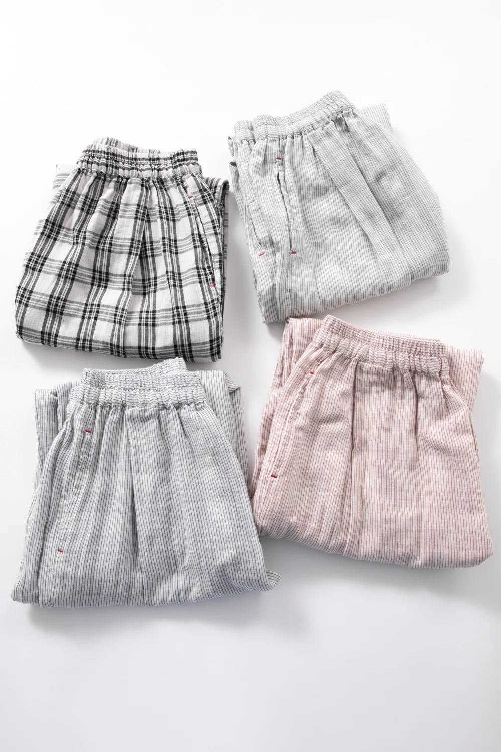 

Дышащие, мягкие и удобные брюки с двойным плетением, свободные брюки в клетку с широкими штанинами для женщин, Летний Тонкий стиль 230505