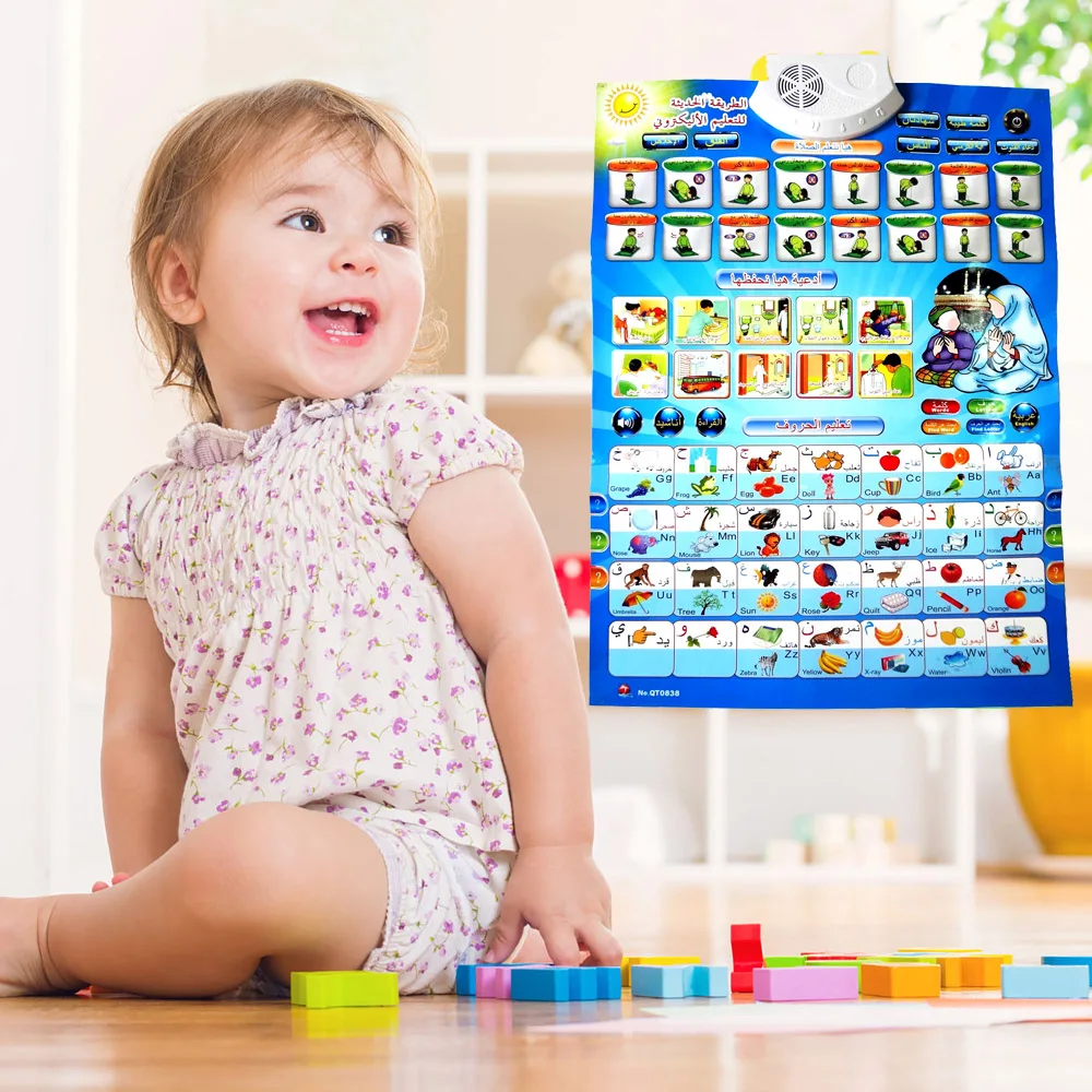 

Arabic English Alphabet Poster Interactive Chart Preschool Baby Gift Educational Toddler Toys ABC Wall Chart Toys Kindergarten