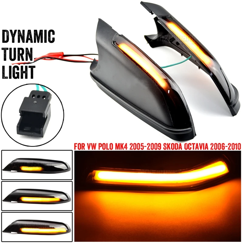 

1Pair Rearview Mirror Light Amber LED Dynamic Turn Signal Blinker Light Side Mirror Lamp for-Polo MK4 9N 2005-2009