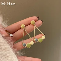 mihan fashion jewelry green blue white enamel earrings popular design geometric drop earrings for women party gifts