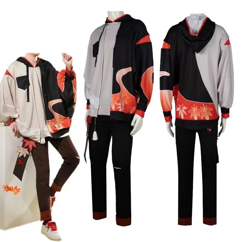 

Genshin Impact Kaedehara Kazuha, костюмы для косплея, для взрослых, Повседневная Толстовка с капюшоном, штаны, Мужская одежда для Хэллоуина, карнавала, веч...