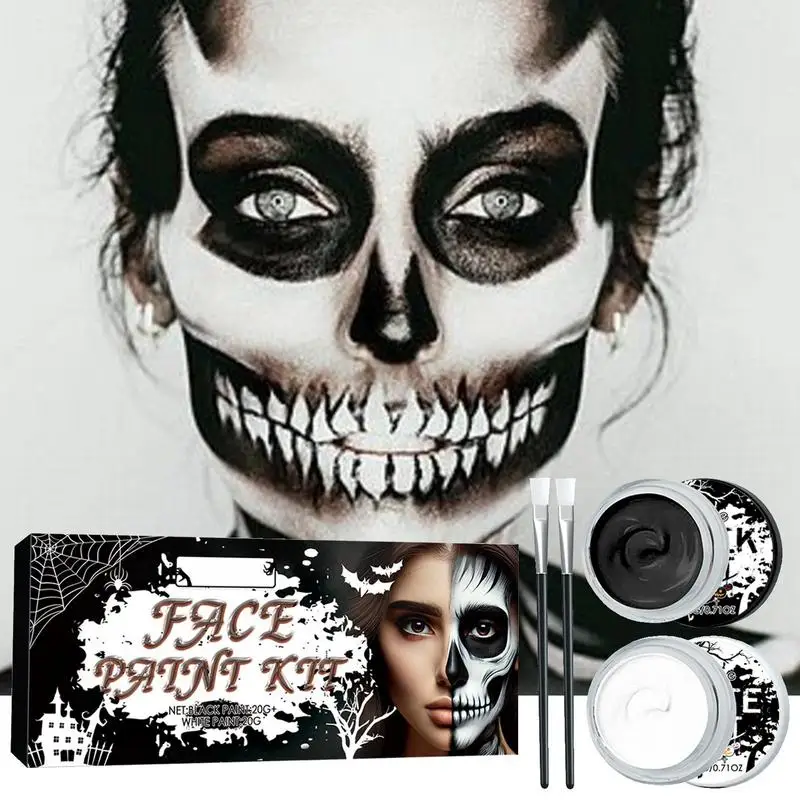 Черно-белая краска для лица профессиональная палитра красок набор с кисточками