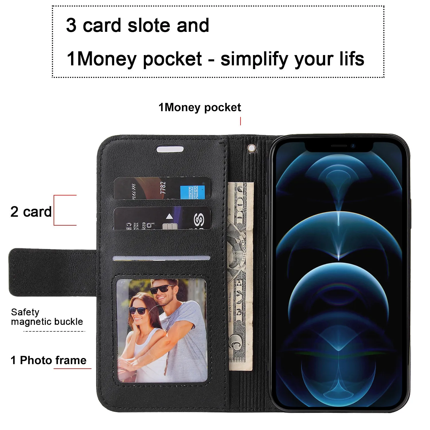 Luxury Leather Flip Case For iPhone 14 13 12 Mini 11 Pro XR XS Max 6 6S 7 8 Plus SE 2020 Holder Wallet Stand Cover Phone Coque
