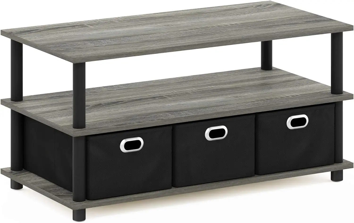 

Coffee Table, 31.22D x 15.5W x 15.8H in, French Oak Grey/Black/Black Table top Small end table Tea table Small coffee table End