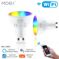 moes tuya gu10 wifi smart light led bulbs rgbcw 5w dimmable lamps smart life remote contro work with alexa google home