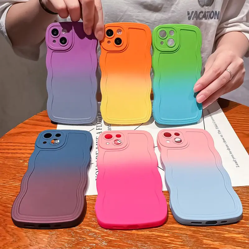 Чехол для телефона с градиентной жидкой силиконовой волной для iPhone 17 16E 16 15 14 13 12 11 17 Pro X XR XS Max 6 6S 7 8 Plus SE2 SE 2022 Cover (art.: 3920d210cb258) - 3920d210cb258